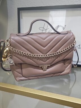 Quilted Top-Handle Women’s Shoulder Bag in Mauve
